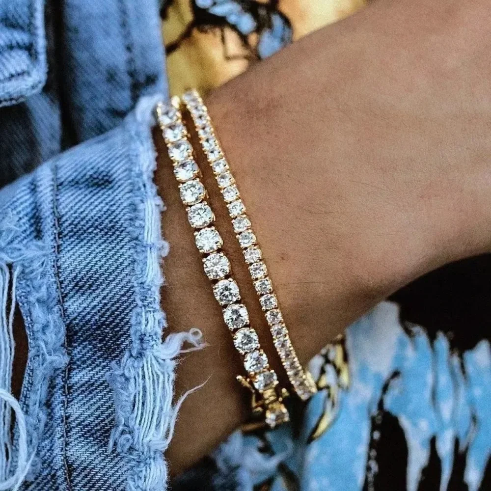 3-5mm Silver Full Drill Fine Tennis Bracelet